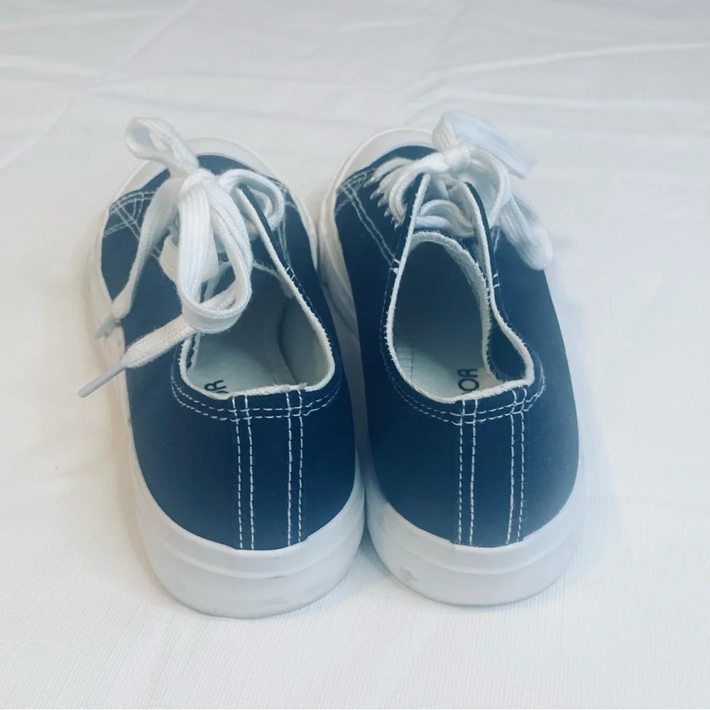 Jenn Ardor Womens Blue Canvas Sneakers